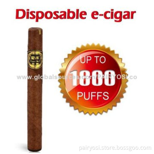 Disposable e cigar-1800 puffs with soft suction nozzle, color box packing with display box